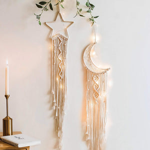 Star and Moon Macrame Wall Decor RustyCat Retail