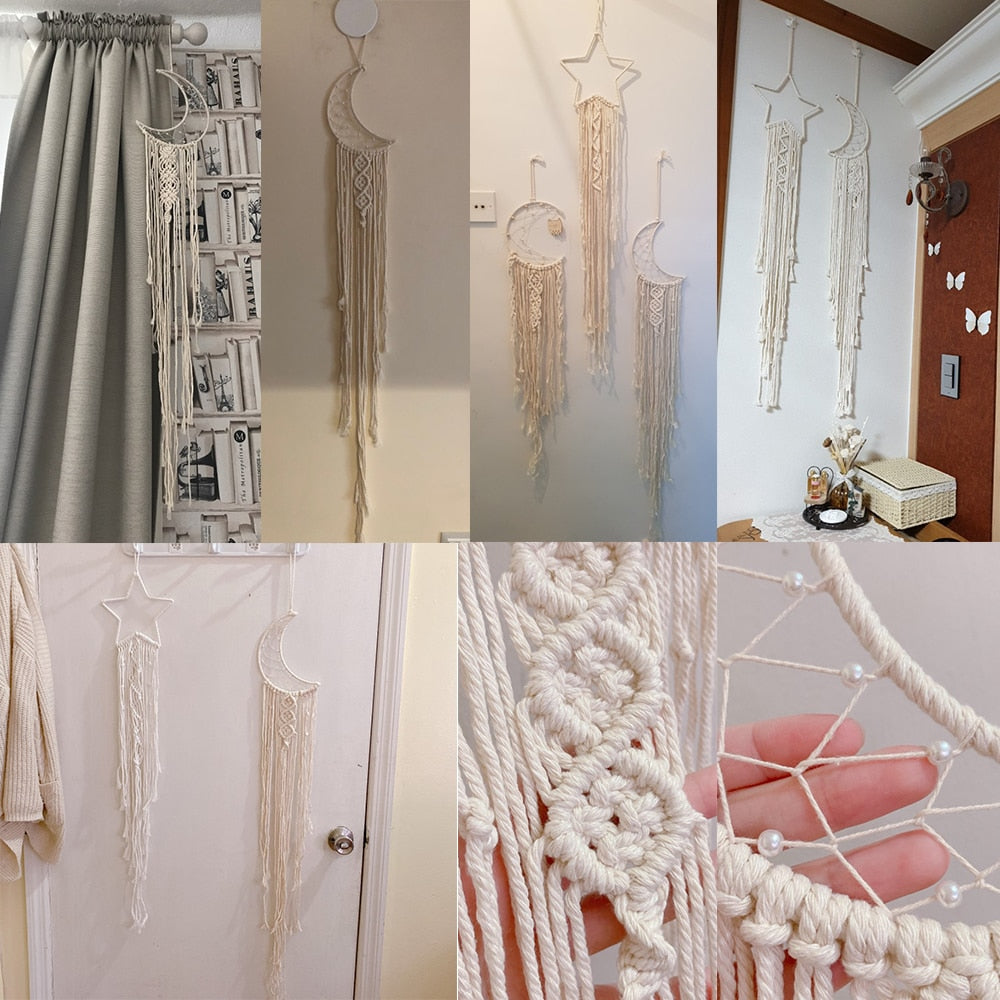 Star and Moon Macrame Wall Decor RustyCat Retail