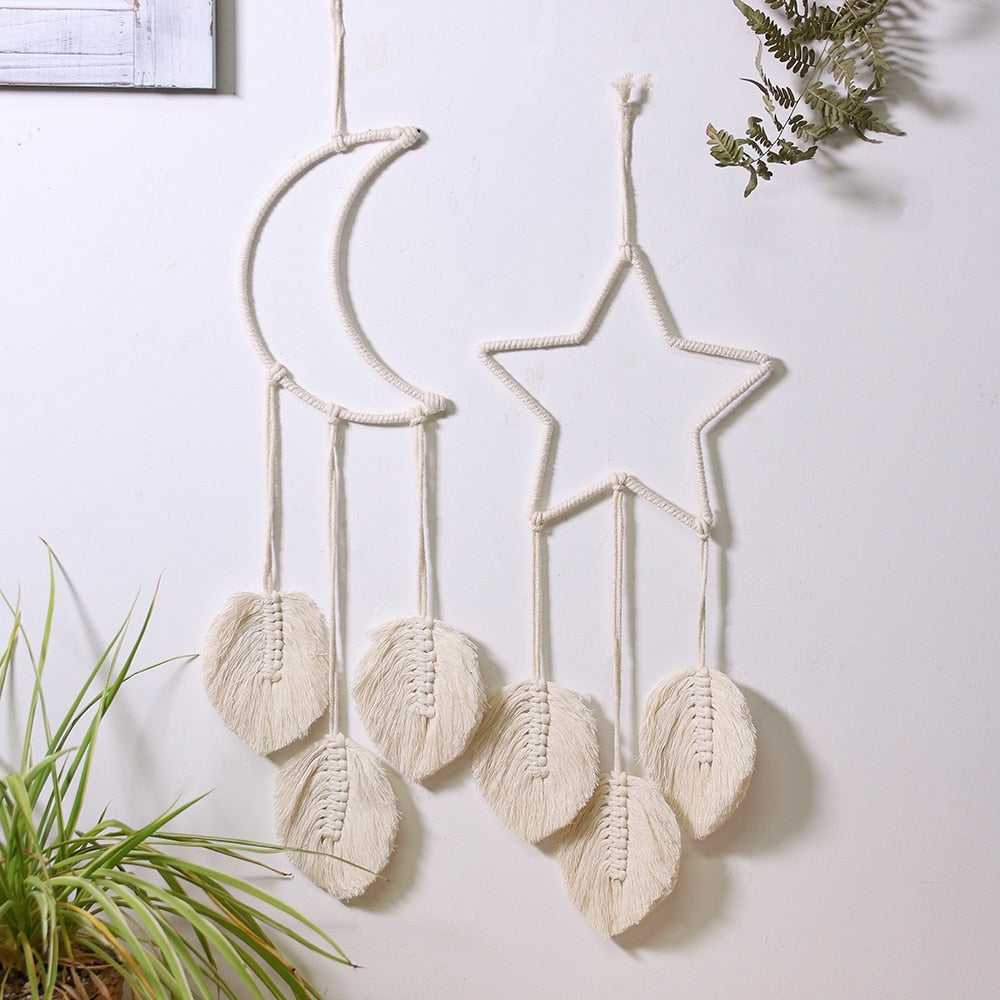 Star and Moon Macrame Wall Decor RustyCat Retail